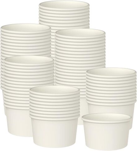 Axe Sickle 50 Pcs 9 Ounce Paper Ice Cream Cups Disposable Dessert Bowls for Hot or Cold Food, Sundae, Frozen Yogurt, Soup, White in Saudi Arabia