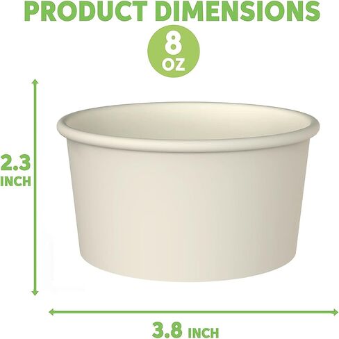 Axe Sickle 50 Pcs 9 Ounce Paper Ice Cream Cups Disposable Dessert Bowls for Hot or Cold Food, Sundae, Frozen Yogurt, Soup, White in Saudi Arabia