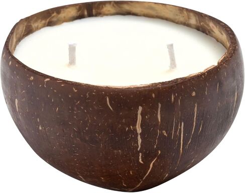 Frezco Jasmine Scented Reclaimed Coconut Shell Candle | 100% Natural Soy Wax with Double Cotton Wick | Spa Ocean Beach Decor | 1 Pack in Saudi Arabia