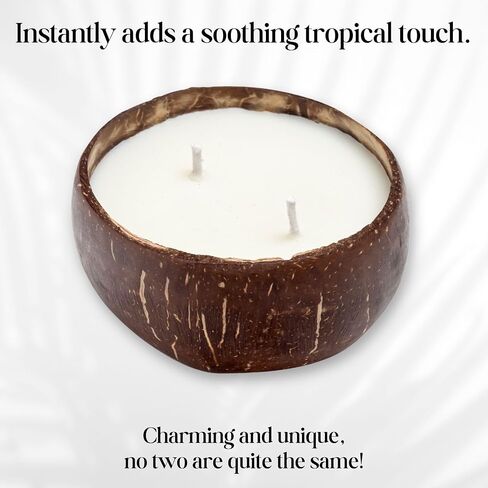 Frezco Jasmine Scented Reclaimed Coconut Shell Candle | 100% Natural Soy Wax with Double Cotton Wick | Spa Ocean Beach Decor | 1 Pack in Saudi Arabia