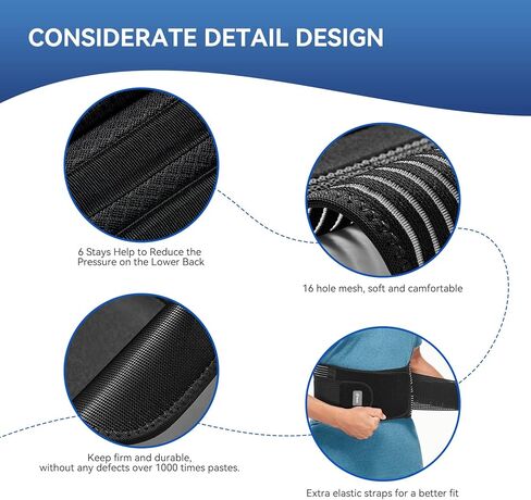 Back Brace for Men Lower Back，Back Support Belt For Women，Breathable Lower Back Support Belt Pain Relief With 6 Stays for Heavy Lifting Herniated Disc, Sciatica, Scoliosis Size L in Saudi Arabia