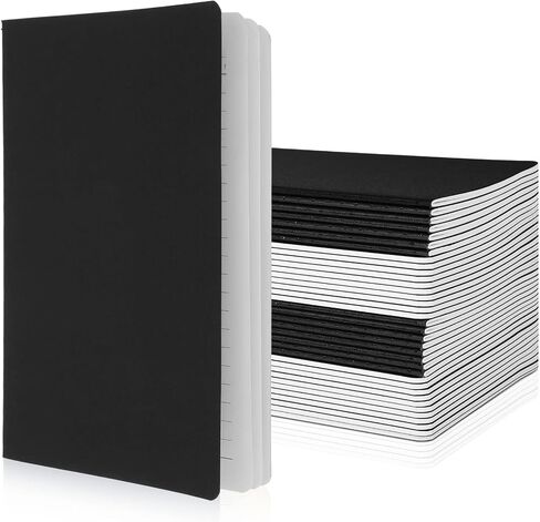 36 Pack A5 Journal Notebook Soft Cover Notebooks 48 Page Travel Notebook Writing Drawing Blank Cover Journal Memo Diary Subject for Students School Classroom Office (Black,Transverse Line) in Saudi Arabia