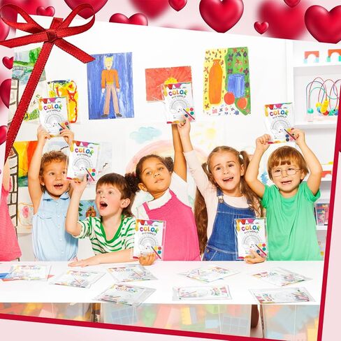 72 قطعة من هدايا عيد الحب تتضمن 24 بطاقة عيد الحب و24 لونًا مائيًا و24 كيس ختم للمدرسة والفصول الدراسية للأولاد والبنات والأطفال وتبادل الهدايا المضحكة في حفلات عيد الحب in Kuwait