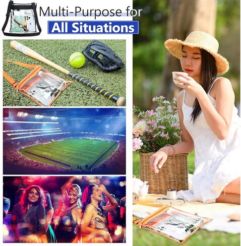 10 قطع من الحقائب الشفافة المعتمدة في الاستاد، حقيبة كروس شفافة من الفينيل شفافة مع جيب داخلي وحزام قابل للتعديل للحفلات والمناسبات الرياضية والمهرجانات، 10 ألوان in Kuwait