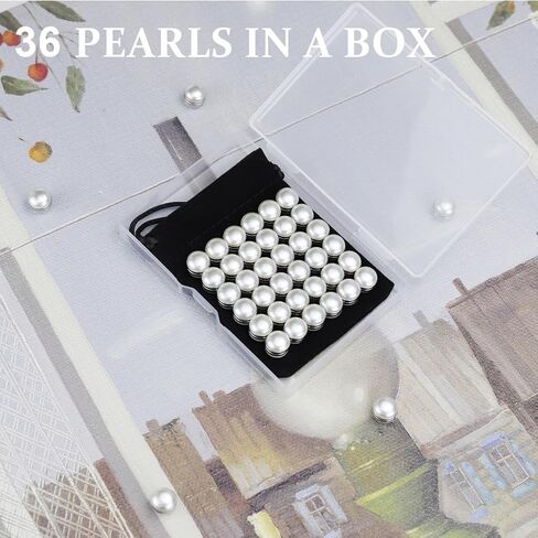 HengLiSam Veil Weights Pearl Magnetic Set, 36 pack with Case, Neutral style Elegant Classic for Wedding, Bridal Veils, Hijabs, Shirt Collar, Necktie, Scarves, Head Covering, Cufflinks, Smooth Pearls in Kuwait