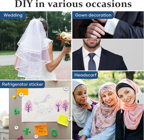 HengLiSam Veil Weights Pearl Magnetic Set, 36 pack with Case, Neutral style Elegant Classic for Wedding, Bridal Veils, Hijabs, Shirt Collar, Necktie, Scarves, Head Covering, Cufflinks, Smooth Pearls in Kuwait