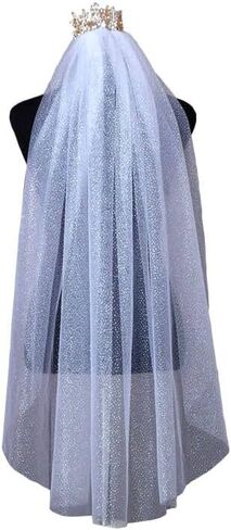 Wedding Veils For Brides Cathedral Wedding Veil Long Sparkle With Hairbrush in Saudi Arabia