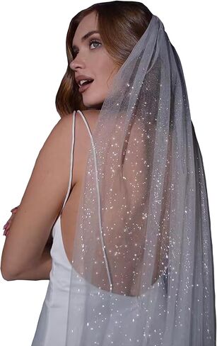 Wedding Veils For Brides Cathedral Wedding Veil Long Sparkle With Hairbrush in Saudi Arabia