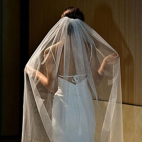 Wedding Veils For Brides Cathedral Wedding Veil Long Sparkle With Hairbrush in Saudi Arabia