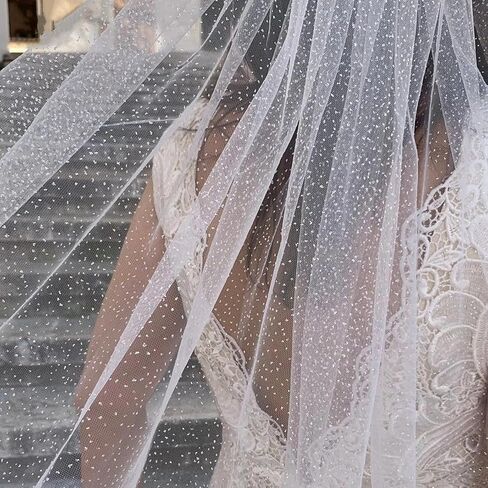 Wedding Veils For Brides Cathedral Wedding Veil Long Sparkle With Hairbrush in Saudi Arabia