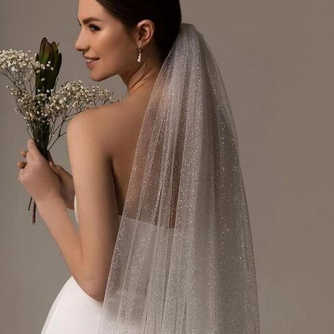 Wedding Veils For Brides Cathedral Wedding Veil Long Sparkle With Hairbrush in Saudi Arabia