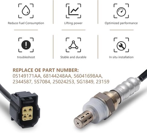 مستشعر الأكسجين 234-4587 مستشعر O2 المنبع متوافق مع دودج تشارجر داكوتا دورانجو رام ستراتوس جيب رانجلر ليبرتي جراند شيروكي كرايسلر سيبرينغ 300 فولكس فاجن روتان in Kuwait