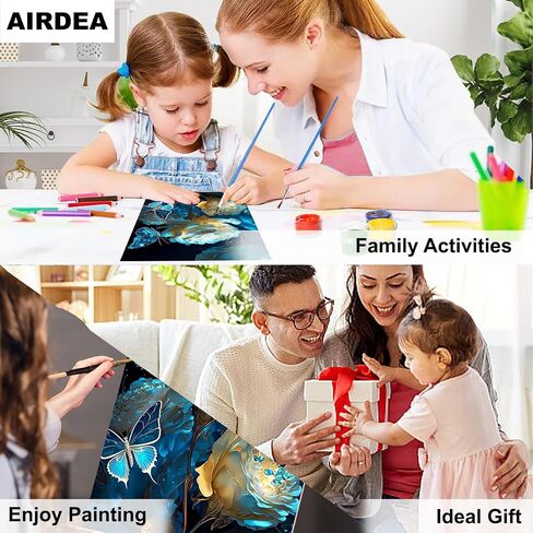مجموعة طلاء الزهور بالأرقام من AIRDEA للبالغين، مجموعات الطلاء بالأرقام للبالغين من زهور الفاوانيا، مجموعة الطلاء بالأرقام للمبتدئين، لوحة قماشية للرسم بالأرقام من الليل مقاس 15.7 × 19.6 بوصة، بدون إطار in Saudi Arabia
