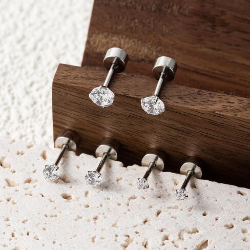 20G Sterling Silver Flat Back Stud Earrings for Women Men Gold Silver Flatback Earrings CZ Helix Cartilage Piercing Tiny Earrings Studs 2mm 3mm 4mm in Saudi Arabia
