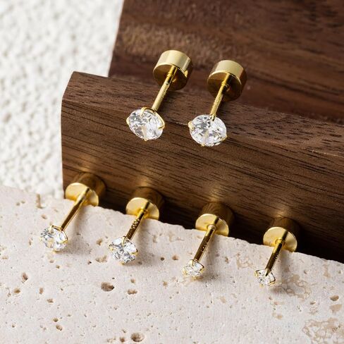 20G Sterling Silver Flat Back Stud Earrings for Women Men Gold Silver Flatback Earrings CZ Helix Cartilage Piercing Tiny Earrings Studs 2mm 3mm 4mm in Saudi Arabia