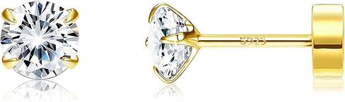 20G Sterling Silver Flat Back Stud Earrings for Women Men Gold Silver Flatback Earrings CZ Helix Cartilage Piercing Tiny Earrings Studs 2mm 3mm 4mm in Saudi Arabia
