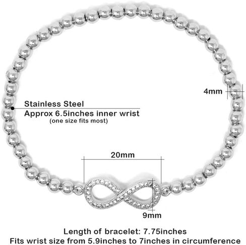 Me Plus Women Teen Fashion Jewelry Gold Silver Clear Rhinestone Stainless Steel Bead Ball Stretchable Elastic Bracelet in Saudi Arabia