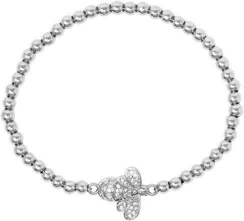 Me Plus Women Teen Fashion Jewelry Gold Silver Clear Rhinestone Stainless Steel Bead Ball Stretchable Elastic Bracelet in Saudi Arabia