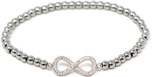 Me Plus Women Teen Fashion Jewelry Gold Silver Clear Rhinestone Stainless Steel Bead Ball Stretchable Elastic Bracelet in Saudi Arabia