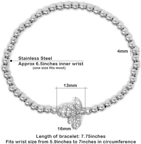 Me Plus Women Teen Fashion Jewelry Gold Silver Clear Rhinestone Stainless Steel Bead Ball Stretchable Elastic Bracelet in Saudi Arabia