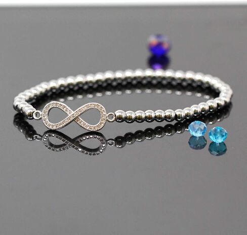 Me Plus Women Teen Fashion Jewelry Gold Silver Clear Rhinestone Stainless Steel Bead Ball Stretchable Elastic Bracelet in Saudi Arabia