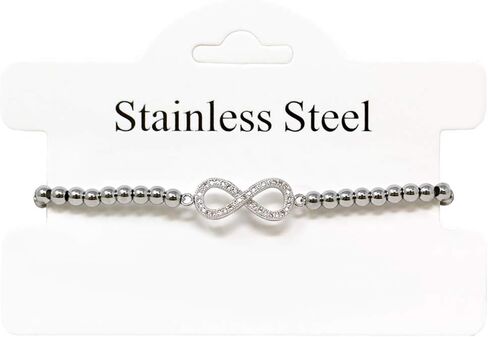 Me Plus Women Teen Fashion Jewelry Gold Silver Clear Rhinestone Stainless Steel Bead Ball Stretchable Elastic Bracelet in Saudi Arabia