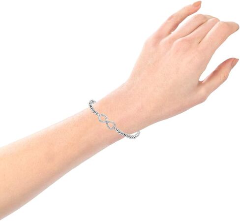 Me Plus Women Teen Fashion Jewelry Gold Silver Clear Rhinestone Stainless Steel Bead Ball Stretchable Elastic Bracelet in Saudi Arabia