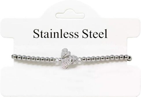 Me Plus Women Teen Fashion Jewelry Gold Silver Clear Rhinestone Stainless Steel Bead Ball Stretchable Elastic Bracelet in Saudi Arabia
