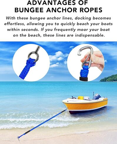 14FT Boat Bungee Dock Lines, Mooring Lines, Boating Gifts for Men, Boat Accessories, Pontoon Accessories (Blue, 14Feet) in Saudi Arabia