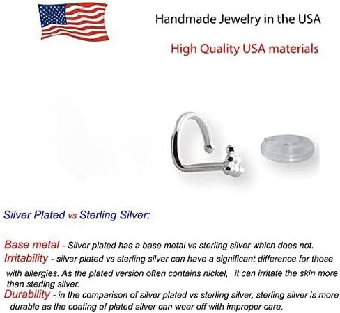 Sterling Silver Nose Stud Screw Shaped Nose Ball, Flower, Triangle Nostril Corkscrew Piercing for Women Men Left or Right Side Handmade (Ball Screw 2.8mm | Right Side) in Saudi Arabia