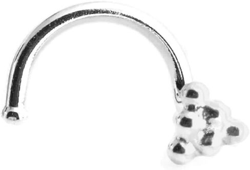 Sterling Silver Nose Stud Screw Shaped Nose Ball, Flower, Triangle Nostril Corkscrew Piercing for Women Men Left or Right Side Handmade (Ball Screw 2.8mm | Right Side) in Saudi Arabia