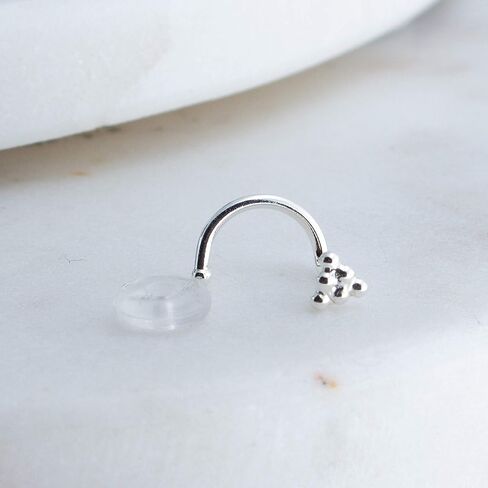 Sterling Silver Nose Stud Screw Shaped Nose Ball, Flower, Triangle Nostril Corkscrew Piercing for Women Men Left or Right Side Handmade (Ball Screw 2.8mm | Right Side) in Saudi Arabia