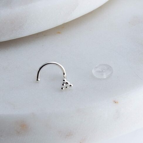 Sterling Silver Nose Stud Screw Shaped Nose Ball, Flower, Triangle Nostril Corkscrew Piercing for Women Men Left or Right Side Handmade (Ball Screw 2.8mm | Right Side) in Saudi Arabia