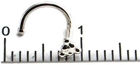 Sterling Silver Nose Stud Screw Shaped Nose Ball, Flower, Triangle Nostril Corkscrew Piercing for Women Men Left or Right Side Handmade (Ball Screw 2.8mm | Right Side) in Saudi Arabia