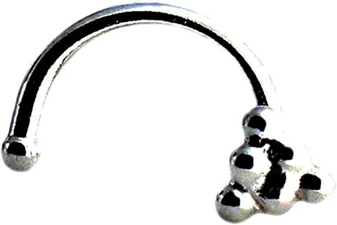 Sterling Silver Nose Stud Screw Shaped Nose Ball, Flower, Triangle Nostril Corkscrew Piercing for Women Men Left or Right Side Handmade (Ball Screw 2.8mm | Right Side) in Saudi Arabia