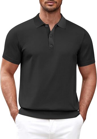 قمصان بولو رجالي محبوكة كاجوال بأكمام قصيرة وأزرار أساسية كلاسيكية لأسفل قمصان الجولف in Kuwait