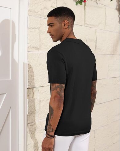 قمصان بولو رجالي محبوكة كاجوال بأكمام قصيرة وأزرار أساسية كلاسيكية لأسفل قمصان الجولف in Kuwait