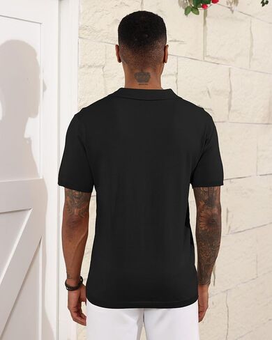 قمصان بولو رجالي محبوكة كاجوال بأكمام قصيرة وأزرار أساسية كلاسيكية لأسفل قمصان الجولف in Kuwait