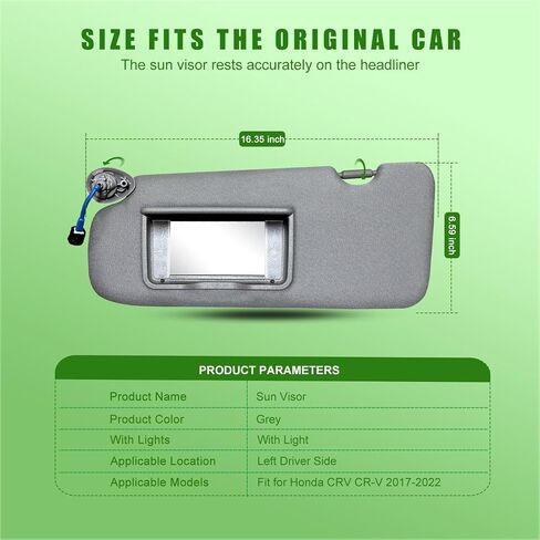 Left Driver & Right Passenger Side Sun Visor for Honda CRV 2017 2018 2019 2020 2021 2022 Replace 83280-TLY-H11ZB with Vanity Light/with Makeup Mirror (Beige) in Saudi Arabia