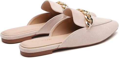 Tilocow Mules for Woman Metal Chain Slip On Flats Business Pointed Toe Loafers Backless Women Mule Shoes in Saudi Arabia