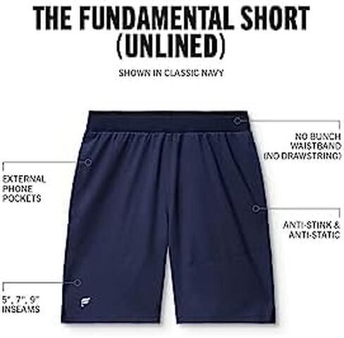 Fabletics Men's The Fundamental Short (Lined), Workout, Running, Training, Gym, Yoga, Ultra Lightweight, Athletic, 7" Inseam, Small, Navy in Saudi Arabia