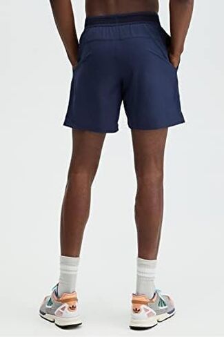 Fabletics Men's The Fundamental Short (Lined), Workout, Running, Training, Gym, Yoga, Ultra Lightweight, Athletic, 7" Inseam, Small, Navy in Saudi Arabia