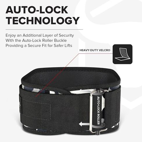 حزام رفع الأثقال للرجال والنساء - قفل تلقائي 6 بوصات لدعم الظهر ورفع الأثقال، ودعم الظهر للتمرين من أجل الرفع واللياقة البدنية والتدريب المتقاطع ورفع الأثقال in Kuwait