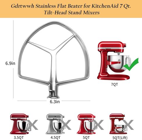 Gdrtwwh Stainless Steel Dough Hook Attachment for KitchenAid 7 Quart Bowl Lift Stand Mixer,Replacement Parts Bread Hook, Dishwasher Safe(Replace KSMC7QDH) in Saudi Arabia