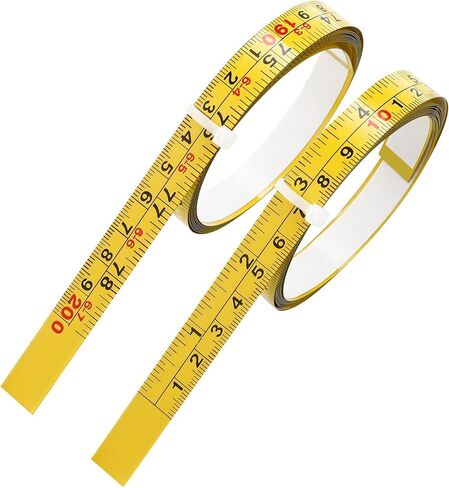 2 Packs Steel Self-Adhesive Measuring Tape, 200cm or 78-Inch Imperial and Metric Ruler Tape, 1/2-Inch Peel and Stick Tape Measure for Woodworking, Saw, Drafting Table, Left to Right Reading, Yellow in Saudi Arabia
