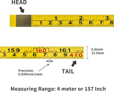 2 Packs Steel Self-Adhesive Measuring Tape, 200cm or 78-Inch Imperial and Metric Ruler Tape, 1/2-Inch Peel and Stick Tape Measure for Woodworking, Saw, Drafting Table, Left to Right Reading, Yellow in Saudi Arabia