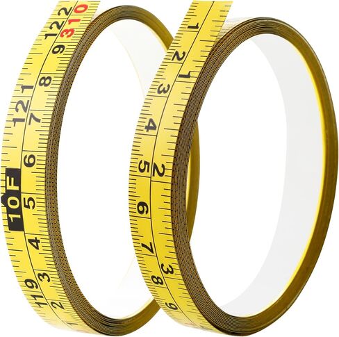2 Packs Steel Self-Adhesive Measuring Tape, 200cm or 78-Inch Imperial and Metric Ruler Tape, 1/2-Inch Peel and Stick Tape Measure for Woodworking, Saw, Drafting Table, Left to Right Reading, Yellow in Saudi Arabia