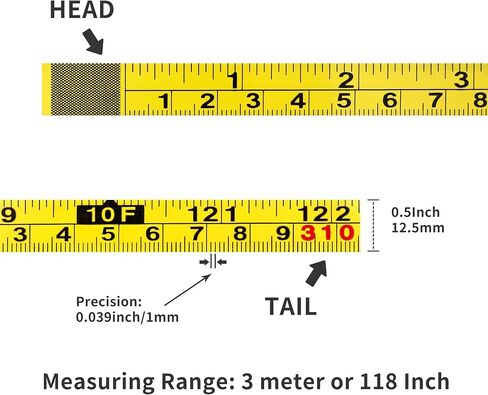 2 Packs Steel Self-Adhesive Measuring Tape, 200cm or 78-Inch Imperial and Metric Ruler Tape, 1/2-Inch Peel and Stick Tape Measure for Woodworking, Saw, Drafting Table, Left to Right Reading, Yellow in Saudi Arabia