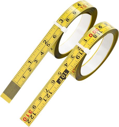 2 Packs Steel Self-Adhesive Measuring Tape, 200cm or 78-Inch Imperial and Metric Ruler Tape, 1/2-Inch Peel and Stick Tape Measure for Woodworking, Saw, Drafting Table, Left to Right Reading, Yellow in Saudi Arabia