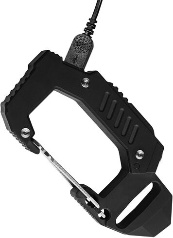 مصباح يدوي MecArmy FL10 TC4 تيتانيوم USB قابل لإعادة الشحن، 360 لومن مبتكر EDC Carabiner Flashlight، مصباح يدوي خفيف الوزن متعدد الوظائف مع فتاحة زجاجات (أسود عتيق) in Kuwait